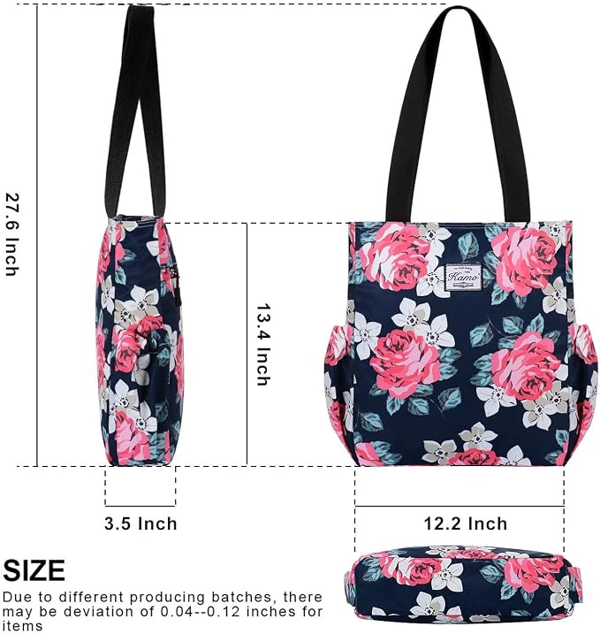 KAMO Floral Tote Bag - Waterproof Lightweight Handbags Travel Shoulder Bag for Hiking Yoga Gym Swimming Travel Beach - Image 3