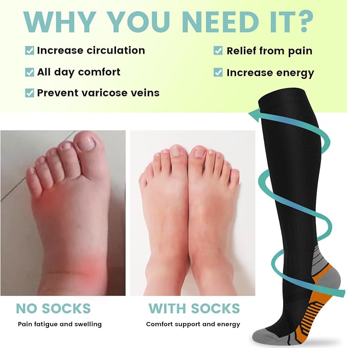 Copper Compression Socks 15-20 mmHg for Men & Women 8 Pairs – Circulation Support for Nurses, Travel, Running, Hiking, Soccer - Image 3