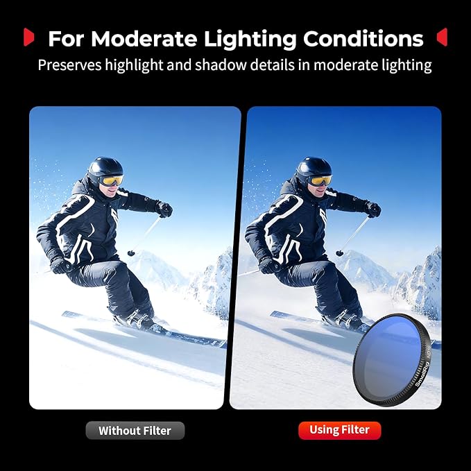 SmallRig ND16 Filter for DJI Osmo Action 6, Snap-On Polarizing Neutral Density Filter, with Lens Silicone Cover & Cleaning Cloth, HD Optical Glass/Multi-Coated - 6084 - Image 3