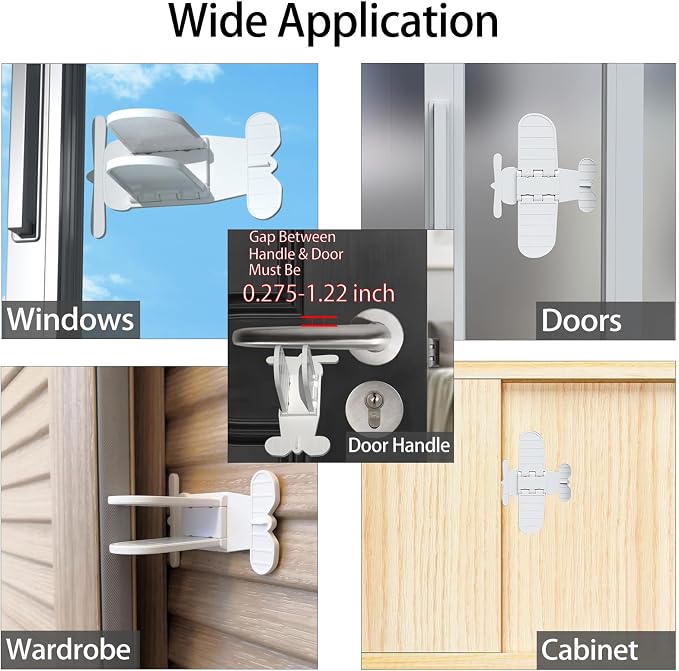 Sliding Door Lock 2-Pack, Child & Pet Safety, No Drill Adhesive | Childproof latch easy install & removes for sliding glass doors, windows, closets, showers & RV. Strong hold. Renter friendly - Image 3