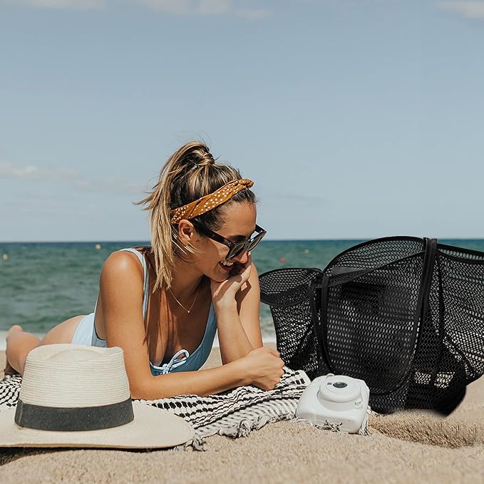 KALIDI Beach Mesh Tote Bag, Casual MAX 23L Summer Foldable Hobo Bag Women | Sandproof Widen Strap Large Shoulder Bag For Lake Pool Vacation Travel Picnic Grocery Market Shopping Carrier - Image 2