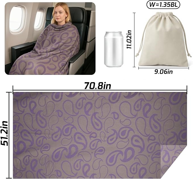 Travel Blanket Airplane - Ultra Soft & Lightweight Knit Design Compact Airplane Blanket,53x72 Inch,Stylish Travel Shawl Wraps for Flights,Office,Home Use,Travel Essentials & Gifts - Image 2