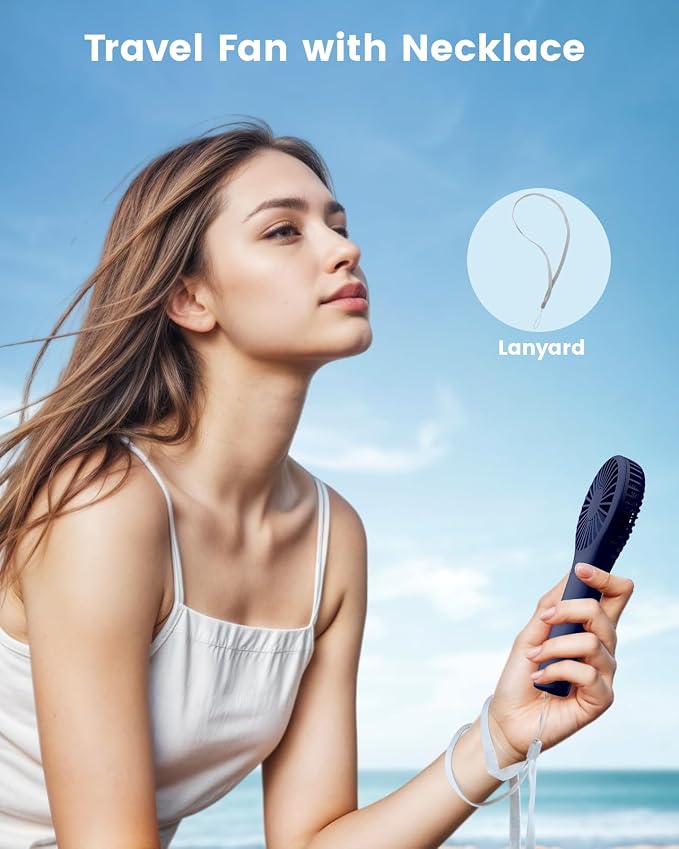 Edvision Portable Mini Fan - Powerful Personal Handheld Fan with 3 Speeds, Cute and Small, USB Rechargeable for Travel/Lash/Makeup/Outdoor/Home,Dark Blue - Image 6