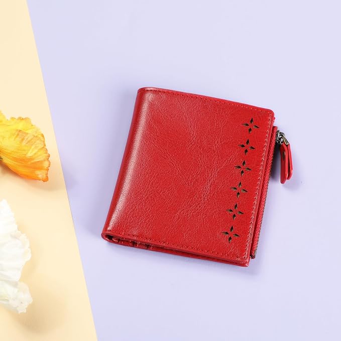 Ultra Thin Small Compact Leather Womens Girls Wallets RFID Blocking Credit Card Holder for Women - Image 6