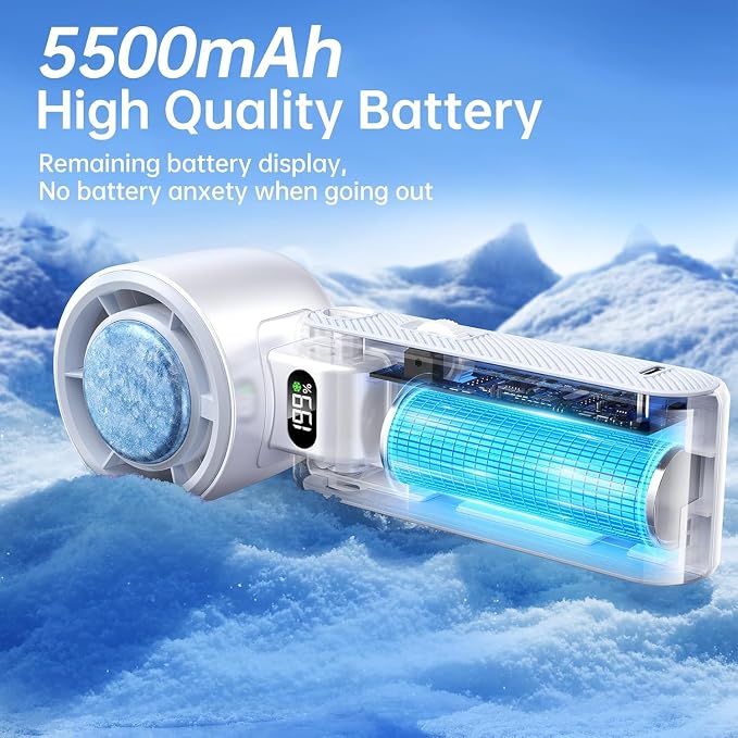 Handheld Portable fan with Turbo Cooling 5500mAh 199 Speeds | 20000 RPM Hand Held Fan Rechargeable Powerful Mini Personal fan for Travel, Outdoor, Beach & Makeup - Image 5