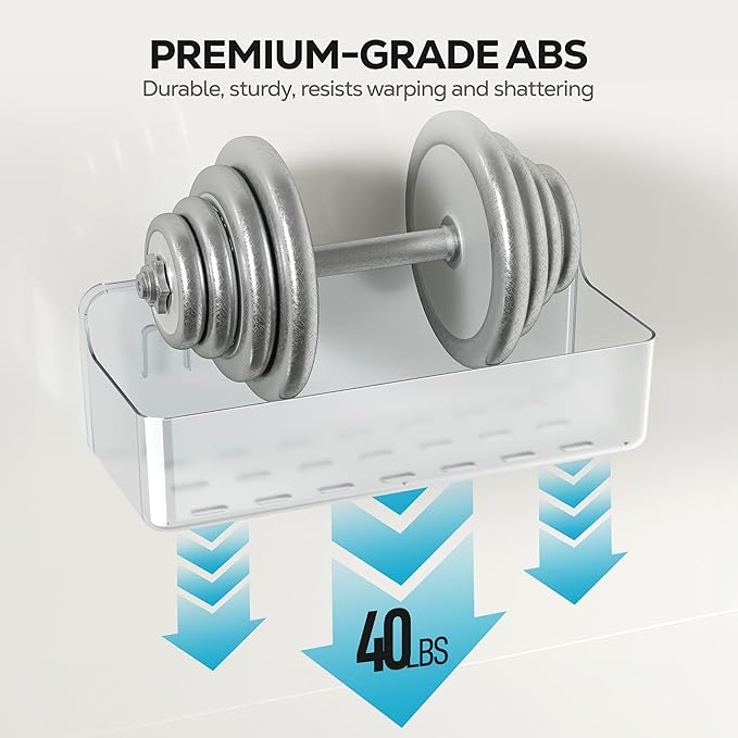 Nieifi Adhesive Shower Shelves, Clear, 3 Pieces | Rustproof ABS, Large Capacity, Removable Design, Easy-Clean, No Drilling Shower Organizer for Bathroom Storage & Home Decor - Image 7