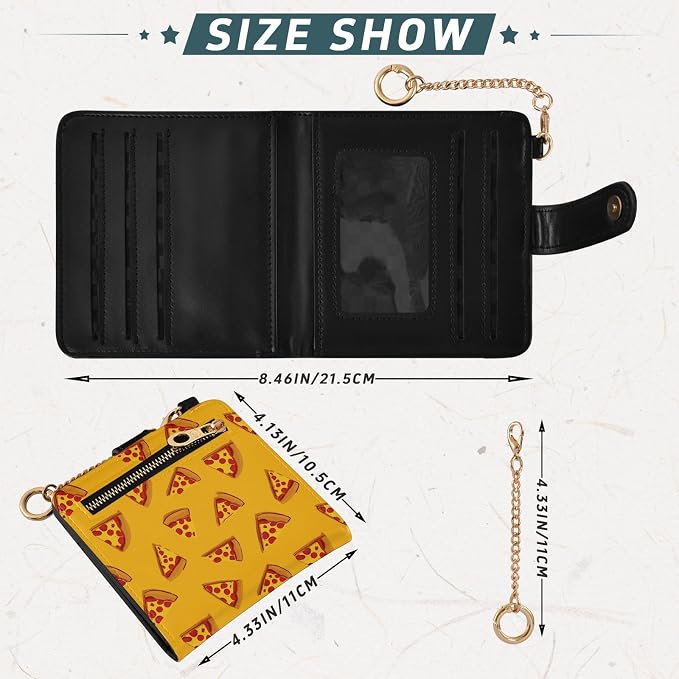 Yellow Sausage Pizza Women's Wallets RFID Blocking,Credit Card Holder Bifold Wallet,Slim Card Cases,PU Leather Travel Wallet for men Girls - Image 3