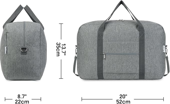 Narwey Foldable Carry on Luggage 22x14x9 Airline Approved Duffle Bag for Travel Packable Duffel Bag for Traveling Airplane for Women and Men 40L (Grey (With Shoulder Strap)) - Image 4