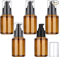 Segbeauty 2oz Refillable Glass Travel Size Empty Bottles, 5pcs Amber Lotion Pump Bottles Empty, 60ml Mini Travel Lotion Container, Small Cosmetic Container Bottle Pump Dispener for Creams Oils Liquids by Segbeauty