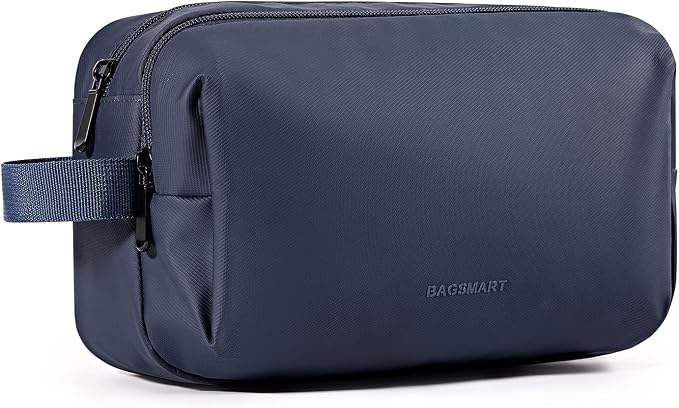 BAGSMART Toiletry Bag for Men, Travel Toiletry Organizer Dopp Kit Water-resistant Shaving Bag for Toiletries Accessories, Door Room Essentials,Navy Blue-basic by BAGSMART
