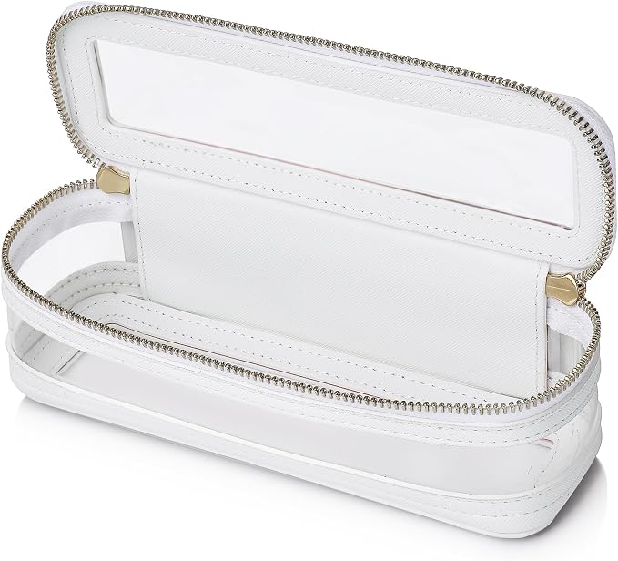 Pinkmik Makeup Brush Case Clear Travel Cosmetic Bag, White | Toiletry Bag, Zipper Closure, Small Purse Organizer, Car Essential Bag by Pinkmik