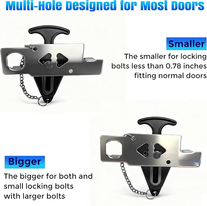 Portable Door Lock, Travel Door Lock for Hotel, Apartment, Dorm & Home – Extra Security Door Stoppers, Hotel Safety Devices for Travel Privacy Protection 2PK Black - Image 6