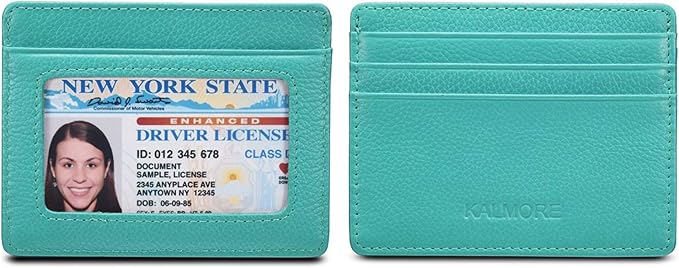 KALMORE womens Credit Holder Genuine Leather Slim Minimalist Card Case Wallet, Black With Id Window - Image 5