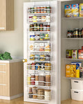 Moforoco White Narrow 9-Tier Over The Door Pantry Organizer, Pantry Organization and Storage, Metal Hanging Basket Wall Spice Rack Seasoning Shelves, 12.2" by MOFOROCO