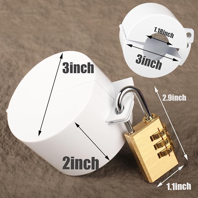 Door Knob with Lock,Without Drilling,Dementia Door Handle Lock，from Outside Prevents Turning of Door Knob and Access to Keyhole,for Apartment Evictions，Childproof (White with Padlock) - Image 3
