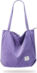 KALIDI Women Corduroy Tote Bag Zipper Casual Tote's Handbag Big Capacity Shoulder Bag with Pockets by KALIDIFANCYFOREST