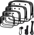 4 Pack Clear Toiletry Bags, Portable Travel Makeup Pouch with Zipper, TSA Approved Organizer, Clear Pouch Bags Compatible With Bogg Bag Divider Accessories (Bogg Clear Black, Pack of 8) by LETGO