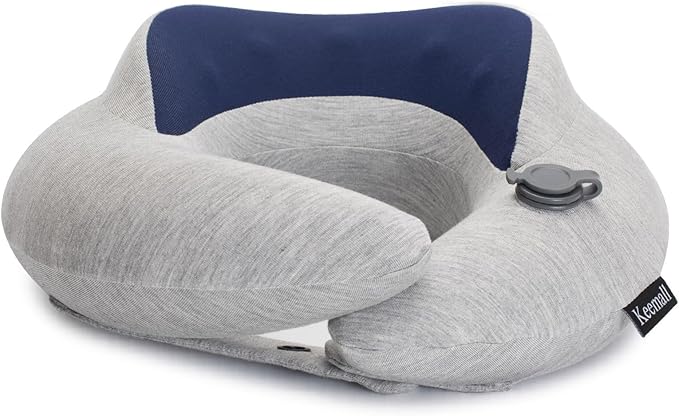 Keemall Portable Inflatable Travel Neck Pillow Flight & Airplane Essentials | 3rd Generation Air-Filled Headrest, Double Comfort, Includes Separate Storage Bag for Business Traveling & Long Flight by Keemall