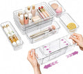 Clear Expandable Drawer Organizer Set, 16PCS Adjustable Drawer Organizers for Makeup, Cosmetics, Jewelry, Skincare, Bathroom, Kitchen & Dresser Storage, Transparent PET Drawer Storage Bins, 2 Sizes by Susbie