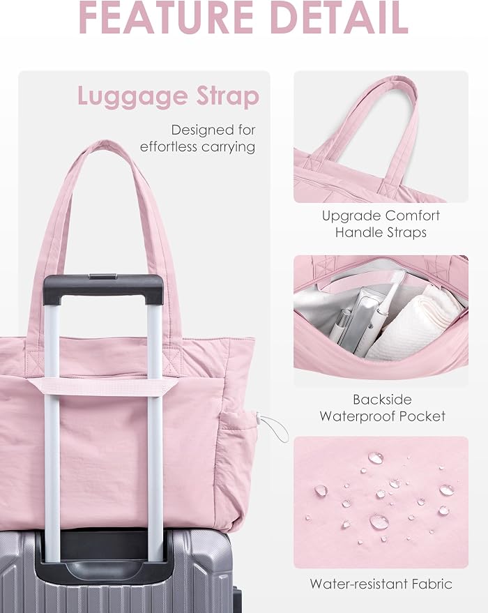 Tote Bag for Women, Lightweight Large Puffer Bag, Quilted Shoulder Purses Handbags for Travel Work - Image 7