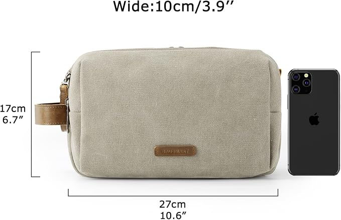 BAGSMART Toiletry Bag for Men, Canvas Travel Toiletry Organizer Dopp Kit Water-resistant Shaving Bag for Toiletries Accessories,Beige-Medium - Image 6