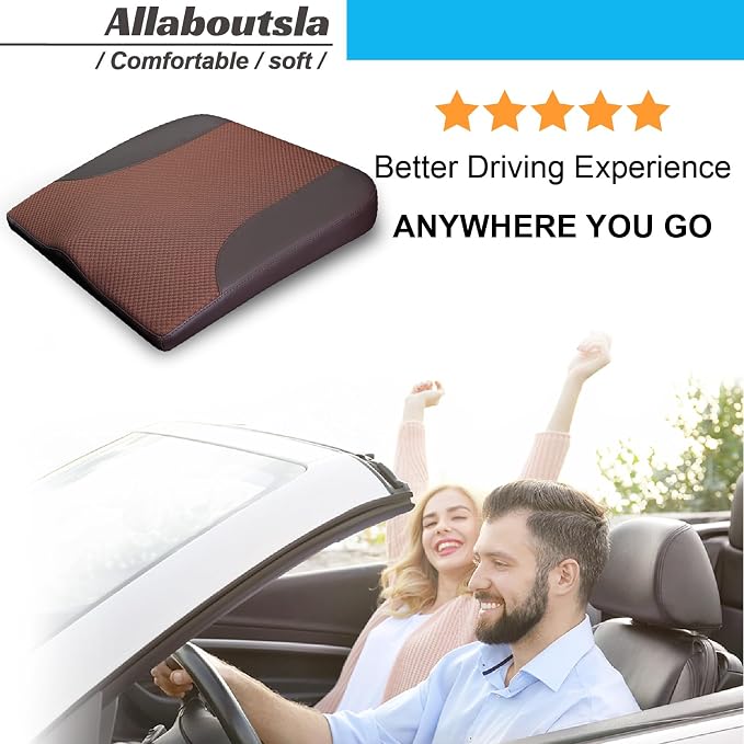 Allaboutsla Car Seat Cushion, Car Seat Cushions for Long Driving | Comfortable Memory Foam Driver Seat Cushion, Automotive Seat Cushions, Butt Pillow for Car,Truck, Office Chair, Brown - Image 6