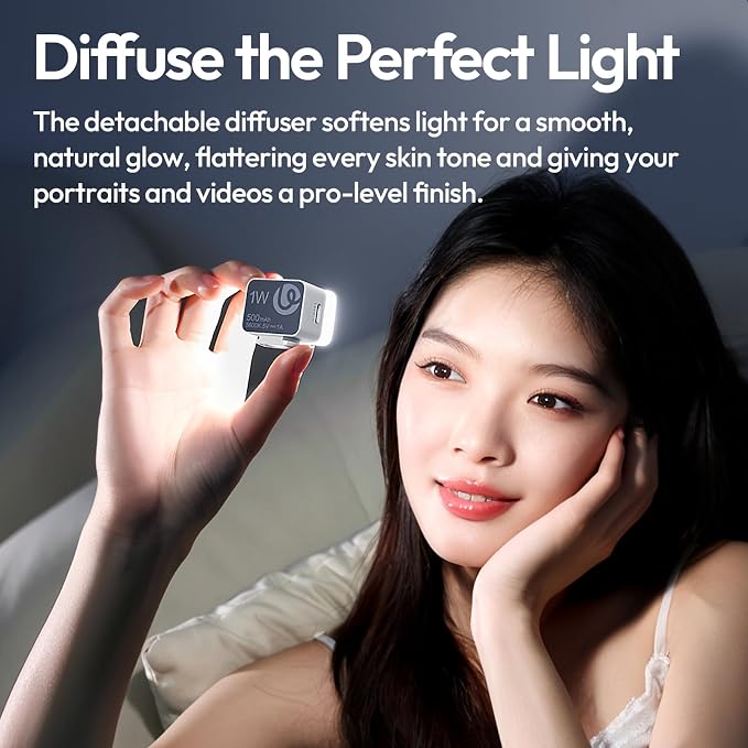 Ulanzi DG01 LED Magnetic Cube Light for Action Camera DJI OSMO Action 3 4 | Pocket 3 4 4P Lights Accessories, With Cold Shoe Mount Soft Diffuser, 5600K, Rechargeable, For DSLR Camera Tripod Vlog Live - Image 5