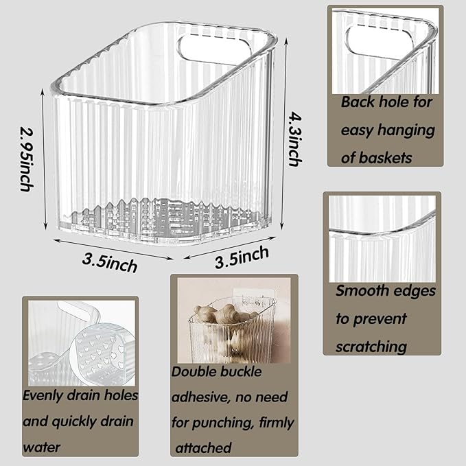 4 PCS Wall Mounted Storage Racks, Storage Containers, for Bathroom | Utilizes adhesive hooks, durable, a transparent acrylic design, for bathrooms, kitchens, stackable, space-saving, sturdy - Image 2