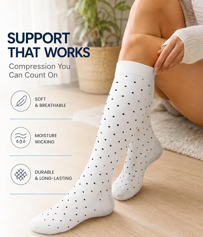 Aoliks Compression Socks for Women and Men 4 Pairs, Mild Support | Long Knee High Stockings for Nurses Running Travel Flying Pregnancy Athletic 15-20 mmHg - Image 4