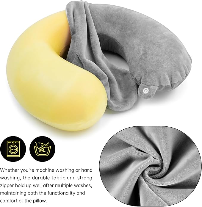 2 Packs Travel Neck Pillow Cover, Reusable U Shaped Washable Soft Smooth Airplane Pillow Cover - Image 4