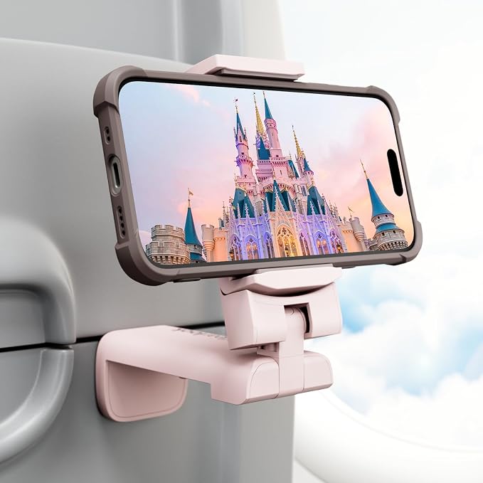 Valentine's Airplane Phone Holder, Klearlook Universal Flight Phone Mount with Multi-Directional 360° Rotation, Travel Must Haves Handsfree Gadgets for Flying, Table, Pink by KlearlookMaximizedClarity