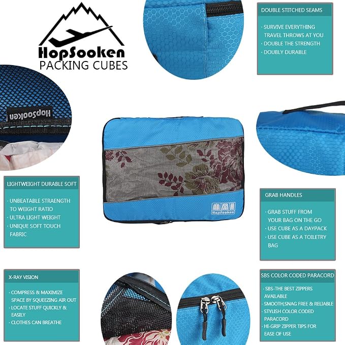 5 Set Packing Cubes for Travel Large Suitcase Luggage Organizer Bags Travel Accessories Vacation 4 Cubes 1 Laundry Pouch Bag - Image 6