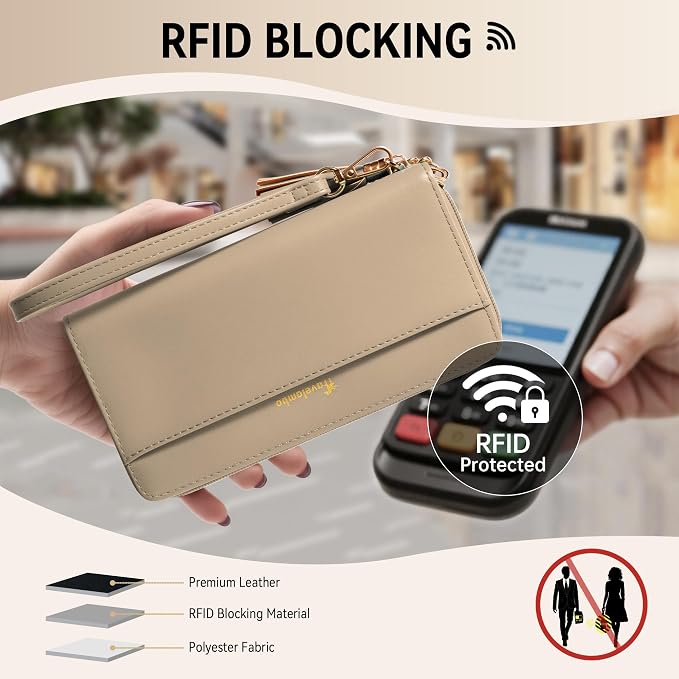 Travelambo Wristlet Wallet Women RFID Bifold Large Capacity Clutch Purse | Tassel, Zipper Coin Pocket, Card Holder Wallet, Gifts for Women - Image 3