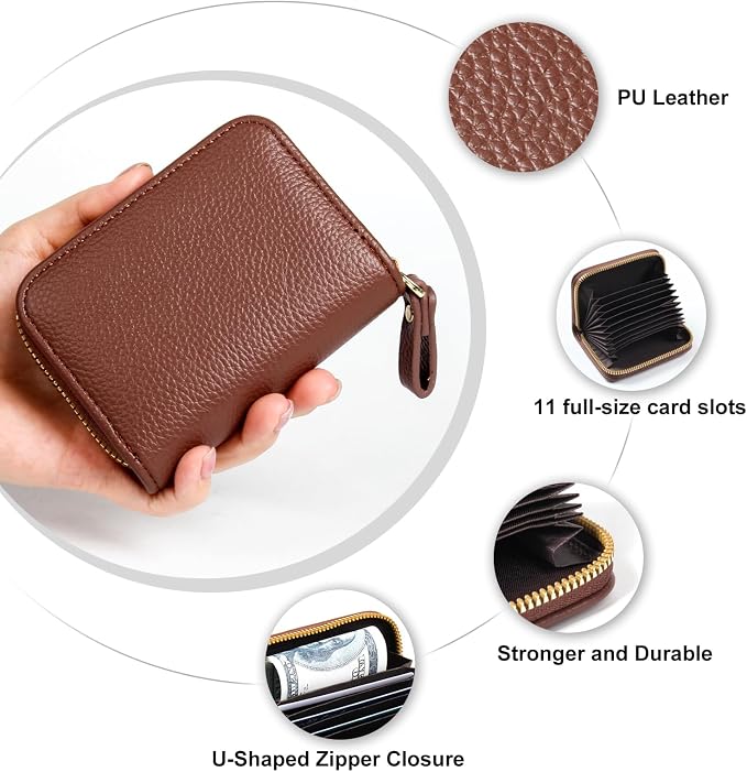 Credit Card Wallet, RFID Card Case Wallet, Zipper Card Cases Holder for Men Women, RFID Blocking, KeyChain Wallet, Compact Size Card Organizer Case for Women - Image 5