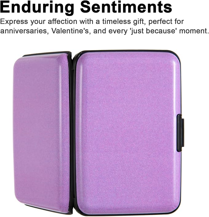 Credit Card Holder, RFID Blocking Metal Card Wallet for Women Men Slim ID Card Holders Protector Aluminum Business Hard Case (Lavender Purple) - Image 7