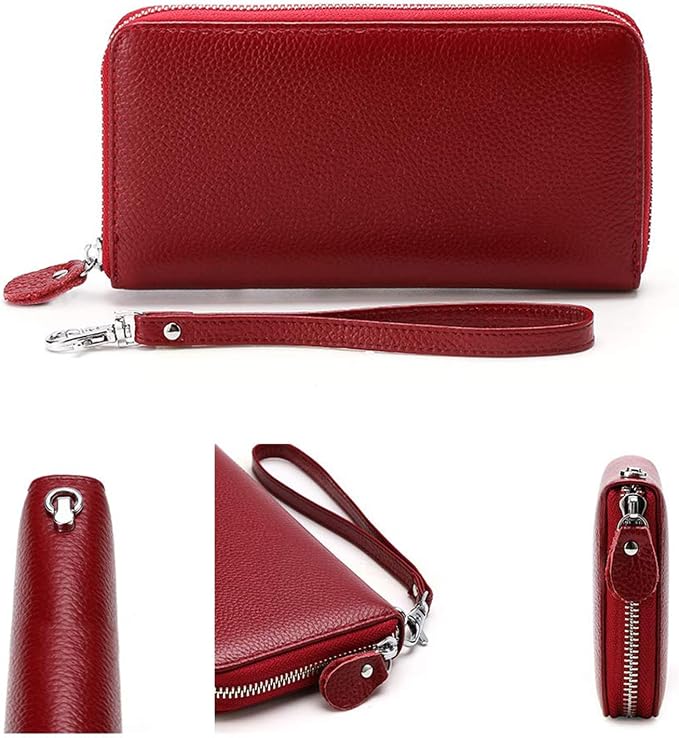 Moflycom Womens Wallet RFID Blocking Genuine Leather Zip Around Wallet Clutch Wristlet Travel Long Purse for Women - Image 3