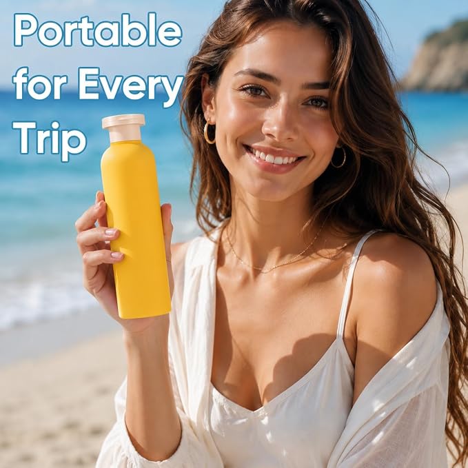 METAPACK 4Pack 6.8oz Travel Shampoo Bottles with Labels, Refillable Travel Bottles, Flip Top Squeeze Bottles, Portable Plastic Toiletry Containers for Lotion, Conditioner & Body Wash(orange, yellow) - Image 6