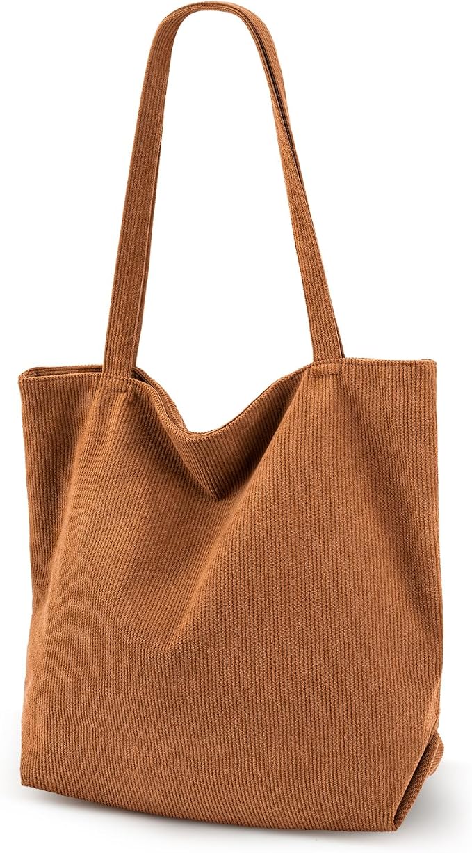 Iioscre Corduroy Tote Bag for Women,Hobo HandBags with Zipper | Large Capacity Casual Shoulder Bag with Inner Pockets for Shopping Work Daily Travel. by Iioscre