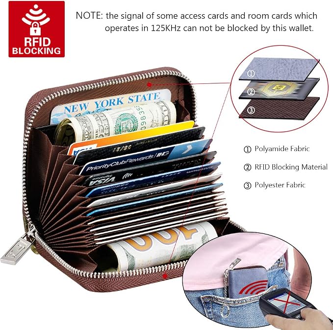 FurArt Zipper Wallet Women RFID Credit Card Holder keychain Wallet | ID Window RFID Blocking Compact Small business 15/16 slots - Image 5