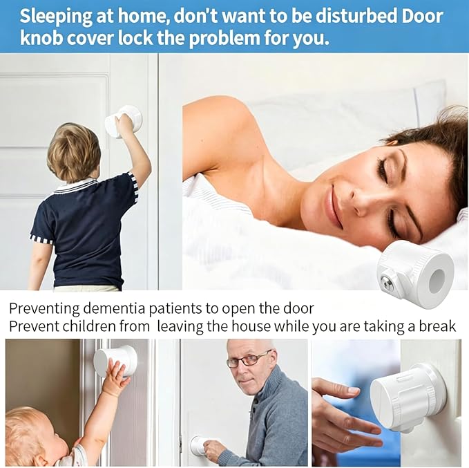 Door Knob Lock-Out Device – Prevents Turning of Door Knob and Access to Keyhole, Can be Used for Home Rentals,Evictions,Job Sites & More – Keyed Alike,ChildProof knob Lock Cover,White（2 Pack） - Image 5