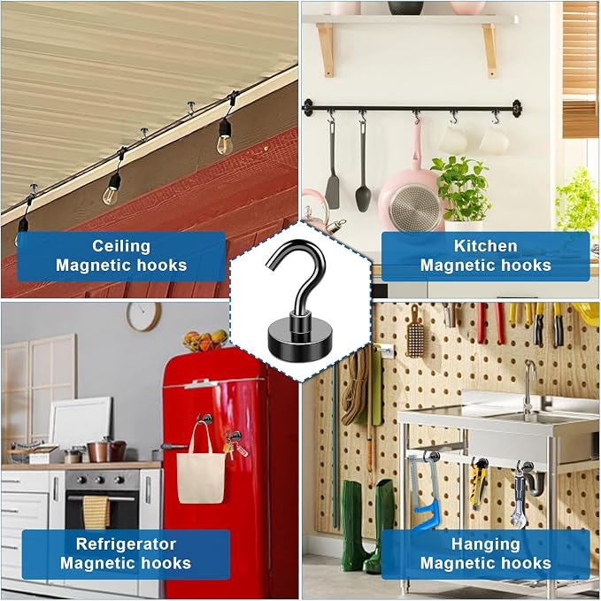 LOVIMAG Magnetic Hooks, Cruise Essentials 2026, 45 Pack-30LBS | Heavy Duty Strong Magnet Hook for Cruise Cabin, Refrigerator Fridge, Ship, Classroom, Kitchen Grills, Black - Image 3