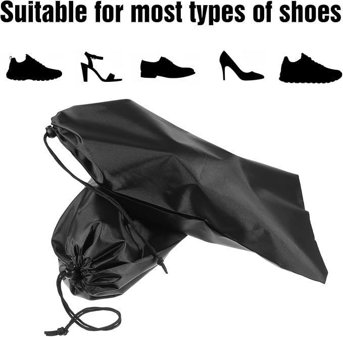 24 Pack Shoe Bag for Travel, 18" x 9" Drawstring Shoe Storage Bag for Suitcase, Black Oxford Cloth Shoes Bags for Packing, Travel Shoes Organizer - Image 4