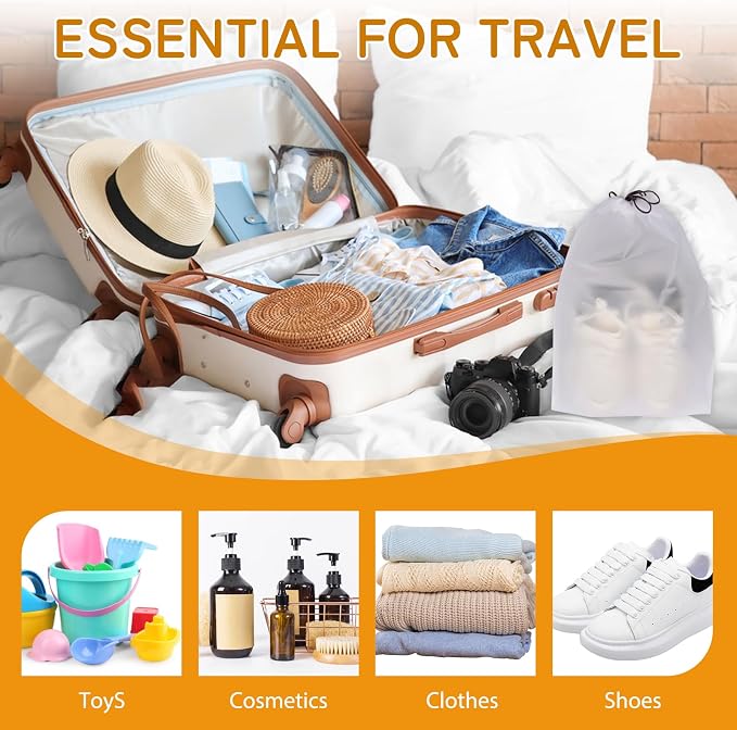Shoe Bags for Travel, Waterproof Drawstring Shoe Bags for Packing | 15.7" x 11.8" Large Dustproof Portable Travel Shoe Storage Bags Travel Essentials Women and Men - Image 4