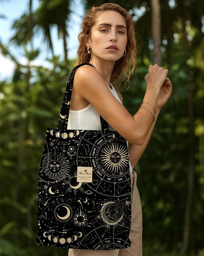 Miss Adola Corduroy Tote Bag for Women with Aesthetic Design | Magnetic Buckle & Pocket, Reusable, Soft, Roomy, Long Shoulder Handles, Double-sided Print, Casual Daily Work, Grocery Bags - Image 2