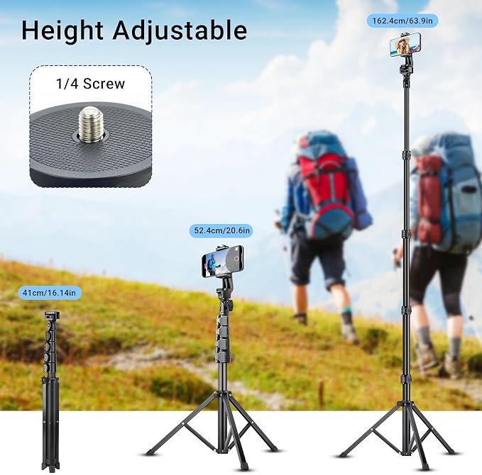 Phone Tripod Stand with Remote Zoom for Video Recording, Vlog Metal Selfie Stick Tripod for iPhone with Wireless Camera Shutter, Travel Extendable Phone Holder - Image 4