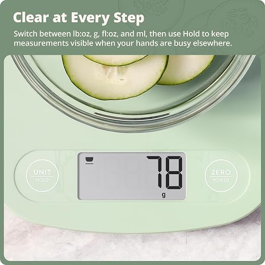 Greater Goods Food Scale, Slim & Compact Build, 1g Precision (Sage Green) | Digital Kitchen Scale for Cooking, Meal Prep & Portion Control, Tare, Auto Shut-Off, g/oz/lb/ml Conversion & Calorie Tracking - Image 7