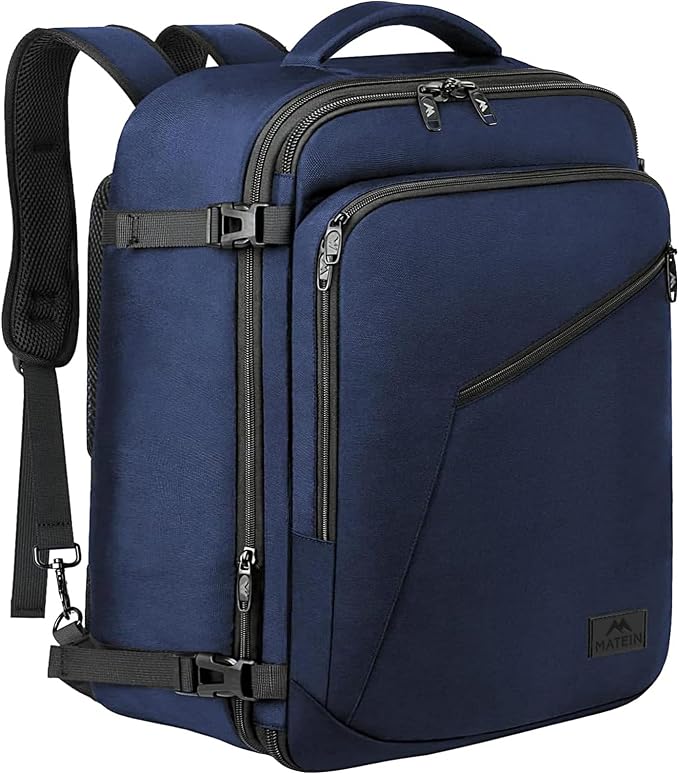 MATEIN Blue Extra Large Mens Travel Backpack, Expandable Carry on Backpack | Airline Approved, Water Resistant, Business Casual Daypack for Traveling, International Trip, Gifts for Traveler Teacher by MATEIN