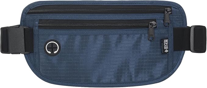 Slim Money Belt for Travel - Anti-Theft Hidden Passport Holder Waist Wallet with Secure Pouch for Cash, Credit Cards & Phone Safe Small Navy Blue by Arouselove