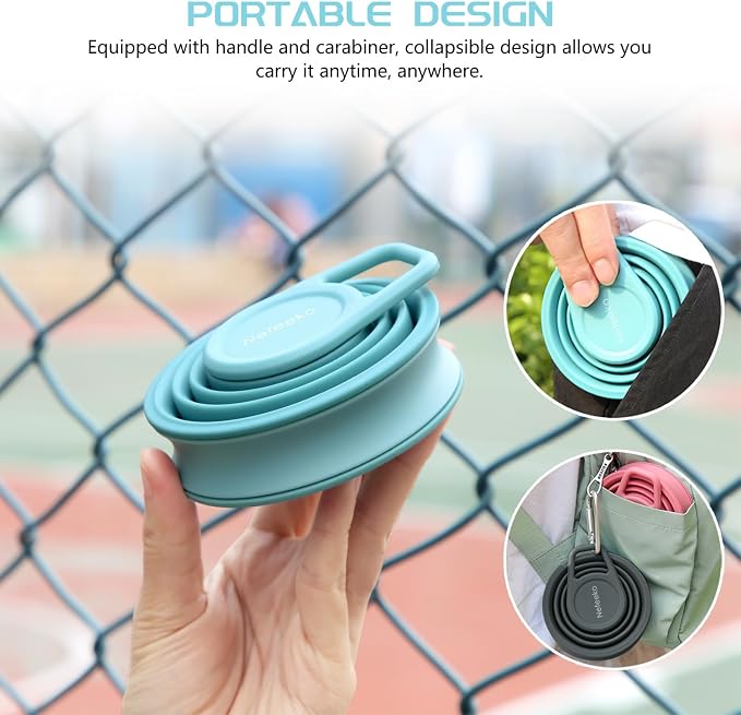 Nefeeko Collapsible Water Bottle, BPA Free Silicone Foldable Water Bottles | 17oz(500ml) Reuseable Water Bottles for Travel Gym Camping Hiking, Portable Leak Proof Sports Water Bottle with Carabiner - Image 5