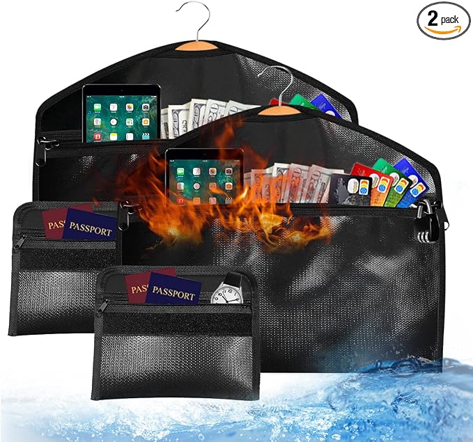 Sdstone Hanger Diversion Fireproof & Waterproof Safe with Lock & Small Fireproof Bag, Secret Safe for Money&Jewelry, Under Clothes with Hidden Compartment to Hide Items for Home or Travel Safe,2 Pack by Sdstone